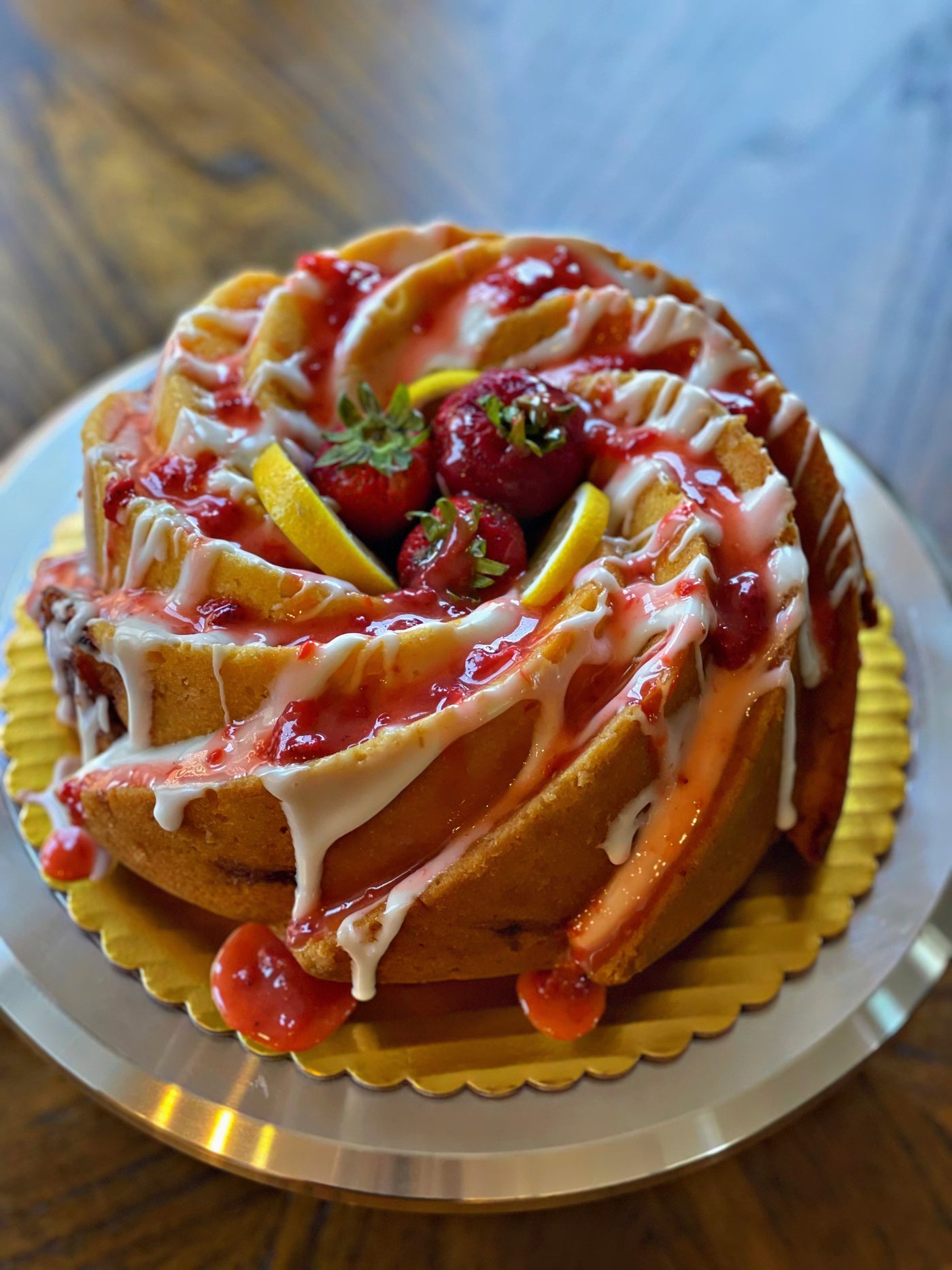 Lemon Strawberry Bundt Cake 